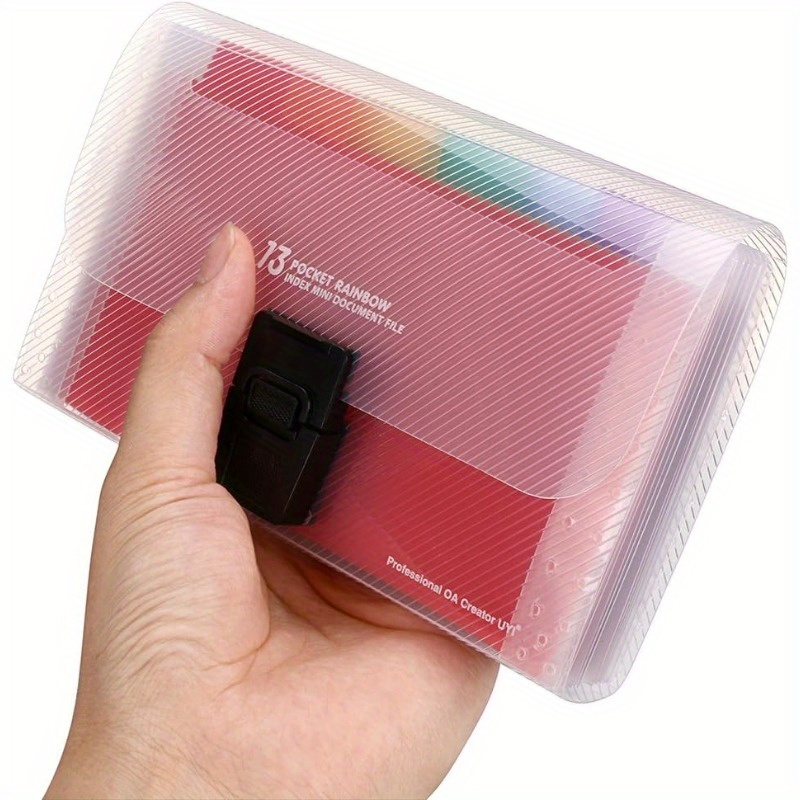 Expandable Accordion File Folder 13 Pockets - แฟ้มเอกสารแบบขยาย A6 13 ช่อง, แฟ้มแบบพับพร้อมกระดุมสำหรับเก็บเอกสาร ใบเสร็จ