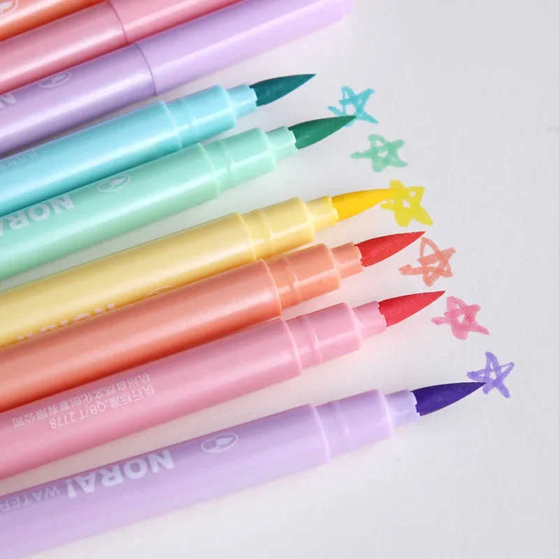 Pastel Highlighter Set Double Ended - 6 ชิ้น/เซ็ตแปรง Highlighter ปากกา Kawaii สี