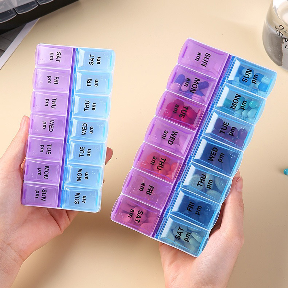 Stationery - กล่องยาแบบพกพา 14 ช่อง แยกอิสระ กล่องใส่ยาสำหรับบ้าน สำนักงาน