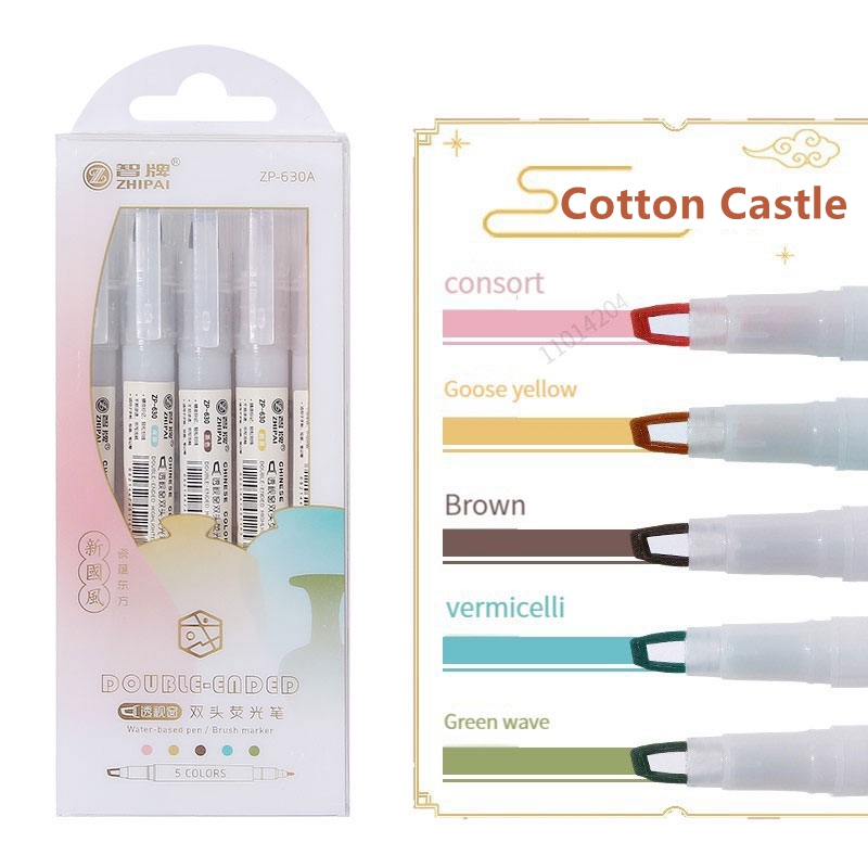 Pastel Highlighter Set Double Ended - 5ชิ้น/เซ็ต Double Tip Highlighter ปากกา Kawaii