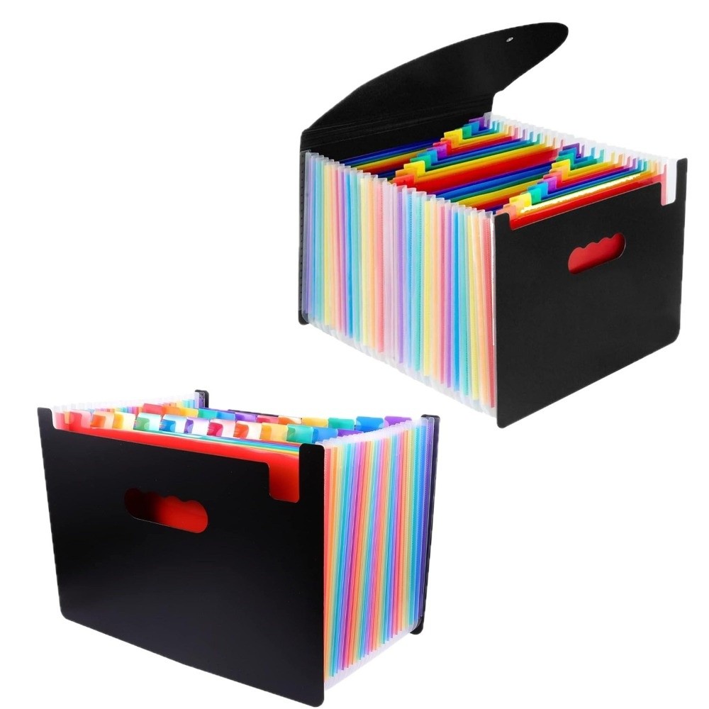 Expandable Accordion File Folder 13 Pockets - กล่องแฟ้มเอกสารแบบขยายได้ 13/25 ช่องอเนกประสงค์ ขนาด A4 แฟ้มเอกสารแบบพับขยายได้
