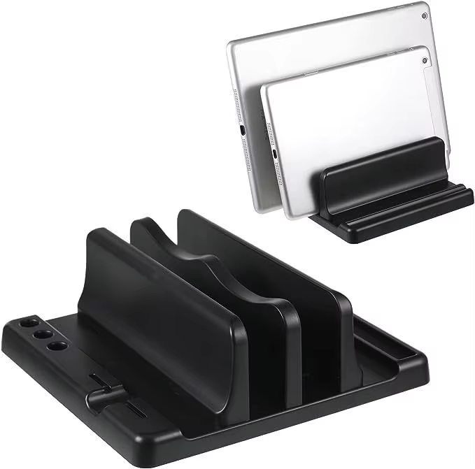 Desk Accessories - ขาตั้งแล็ปท็อปแบบตั้งโต๊ะ ABS ประหยัดพื้นที่บนโต๊ะทำงาน ง่ายต่อการวางอุปกรณ์คอมพิวเตอร์ ปรับความกว้างได้ ที่เก็บของบนโต๊ะทำงาน