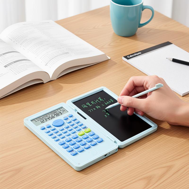Scientific Calculator For Secondary School - เครื่องคิดเลขวิทยาศาสตร์แบบพกพา 2-in-1 พร้อมแท็บเล็ตเขียนหน้าจอ LCD แบบพับได้ สำหรับนักเรียนประถมและมัธยมศึกษาตอนปลายเพื่อการเรียนคณิตศาสตร์