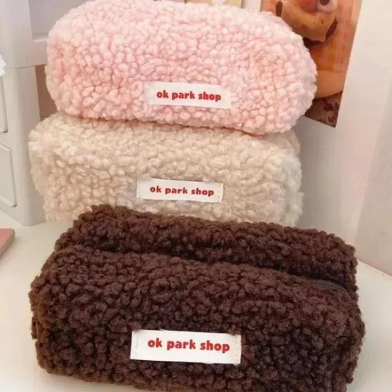Aesthetic Large Pencil Case Pouch - กระเป๋าเก็บของลายแกะ ดีไซน์เรียบง่ายสวยงาม ความจุเยอะ กระเป๋าใส่เครื่องสำอางแบบพกพา กระเป๋าใส่เครื่องเขียนนักเรียน กระเป๋าใส่ดินสอ