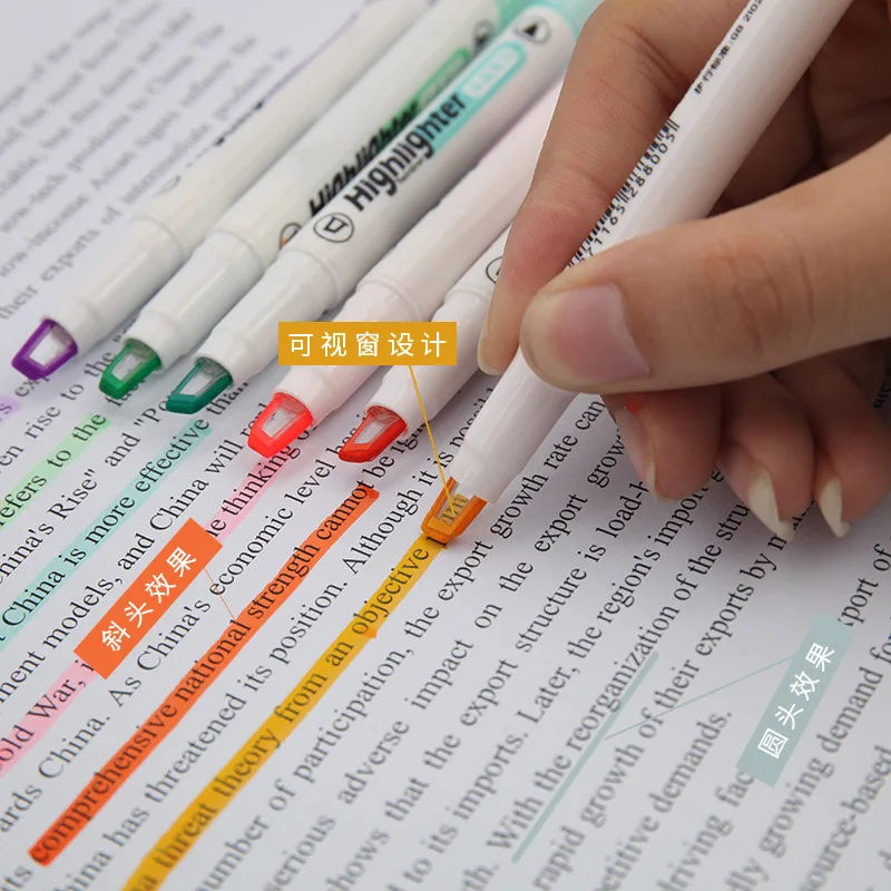 Pastel Highlighter Set Double Ended - 6 สี/ชุดที่ไม่ซ้ํากัน Window Tip Highlighter ปากกา