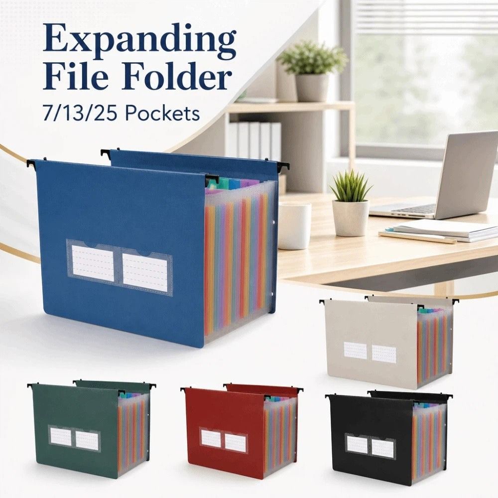 Expandable Accordion File Folder 13 Pockets - แฟ้มเอกสารแบบขยายได้ 7/13/25 ช่อง ป้องกันฝุ่น กันน้ำ แฟ้มเอกสารแบบพับได้อเนกประสงค์