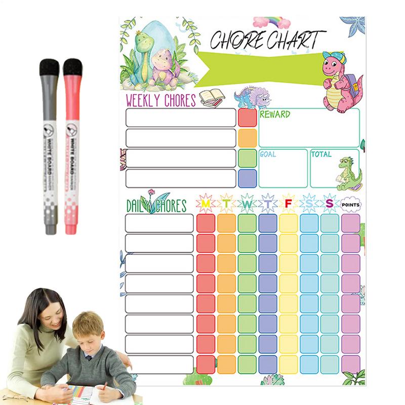 Kids Magnetic Reward Chart Board - แผนภูมิงานแม่เหล็ก ตารางภาพรายสัปดาห์สําหรับเด็ก แผนภูมิรางวัลกระดานลบแม่เหล็กแบบแห้งสําหรับเด็กวัยหัดเดิน เด็กวัยรุ่น ผู้ใหญ่