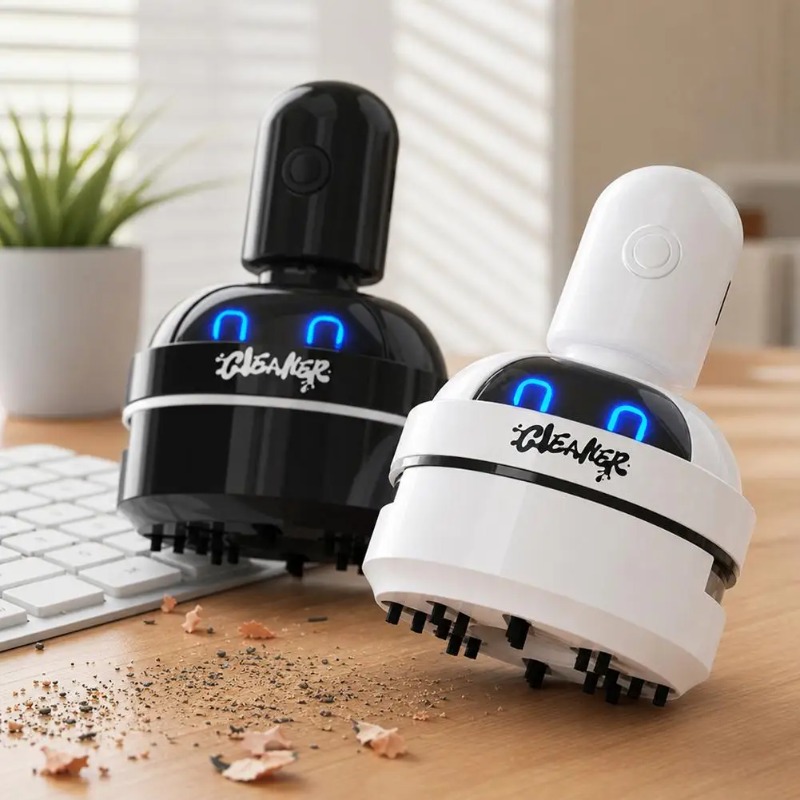 Mini Desktop Vacuum Cleaner For Eraser Dust - เครื่องดูดฝุ่นแบบตั้งโต๊ะลายการ์ตูนขนาดเล็กพกพาสะดวก สำหรับทำความสะอาดฝุ่น เศษดินสอ ยางลบ บนโต๊ะทำงาน คีย์บอร์ด