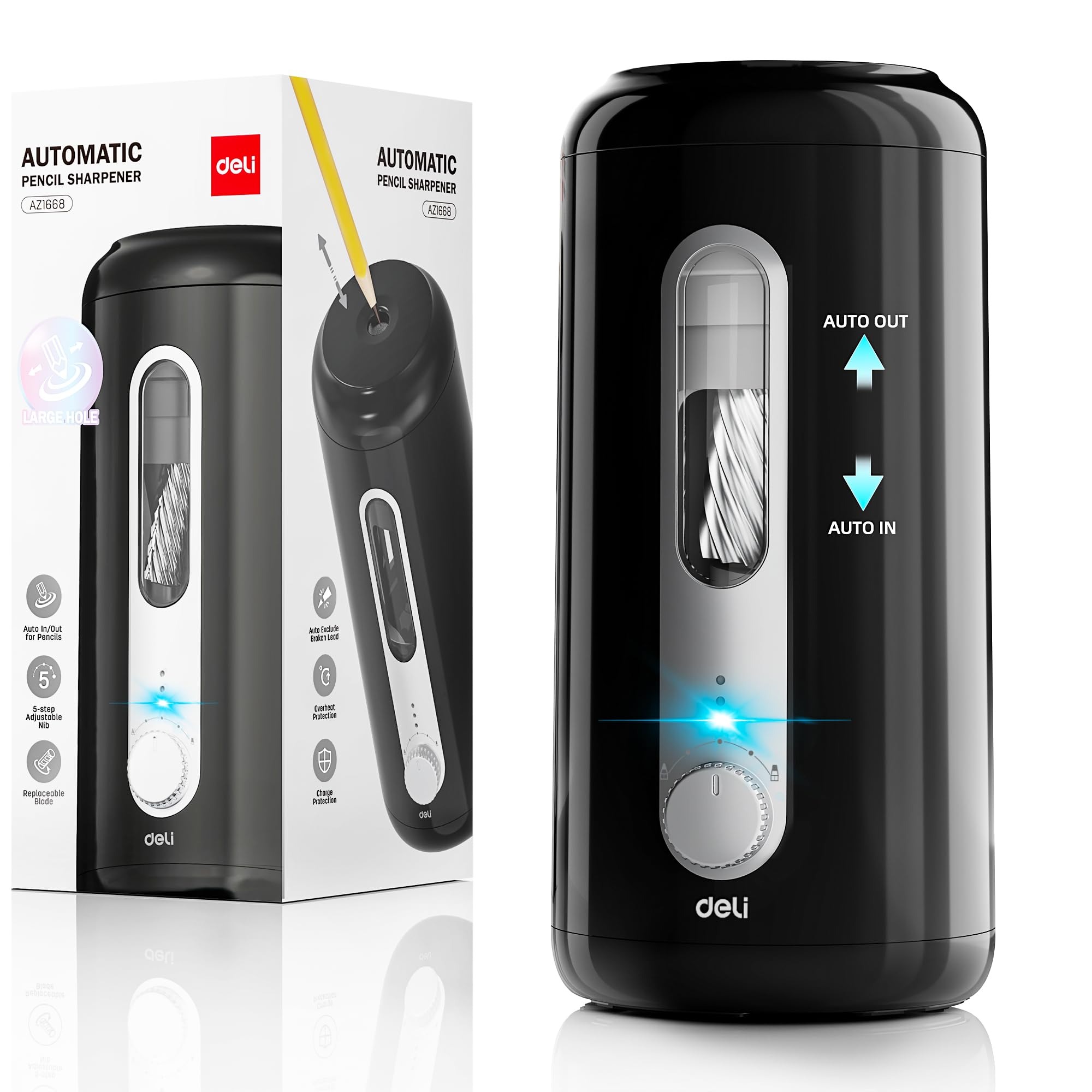 Electric Pencil Sharpener Usb - เครื่องเหลาดินสอไฟฟ้า Deli แบบอัตโนมัติ ใช้พลังงานจาก USB หรือแบตเตอรี่