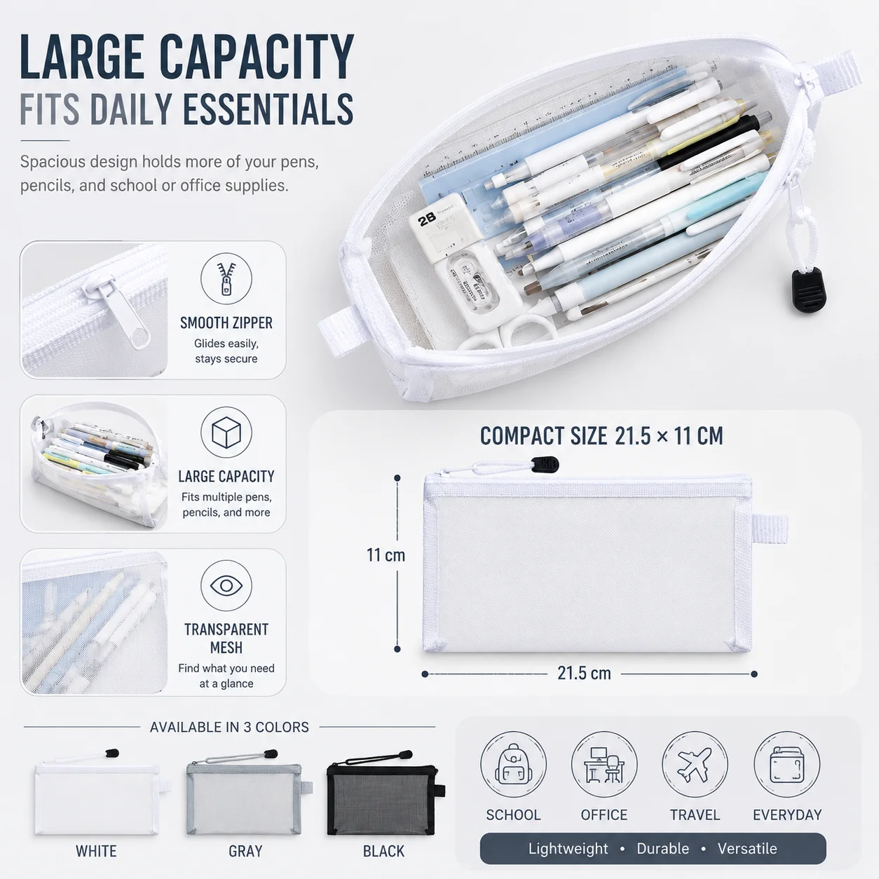 กระเป๋าใส่ปากกาตาข่ายใส, กล่อง - Clear Mesh Pencil Pouch For Exam บทวิจารณ์และราคา