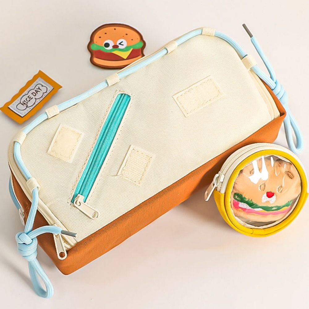 ขนาดใหญ่ความจุแฮมเบอร์เกอร์ดิน - Aesthetic Large Pencil Case Pouch บทวิจารณ์และราคา