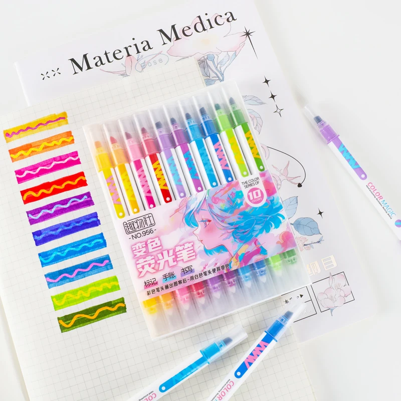 10pcs Double-ended Magic เปลี่ - Pastel Highlighter Set Double Ended บทวิจารณ์และราคา