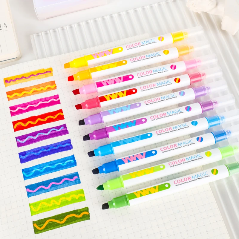 10pcs Double-ended Magic เปลี่ - Pastel Highlighter Set Double Ended บทวิจารณ์และราคา