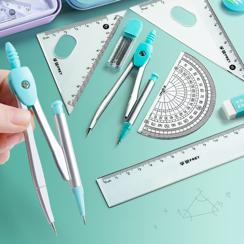 7PCS สแตนเลสสตีลชุดเข็มทิศคณิต - Math Geometry Set With Compass บทวิจารณ์และราคา