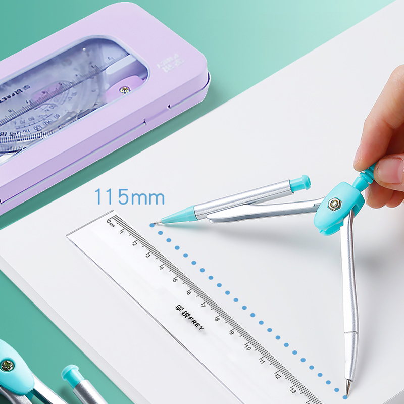 7PCS สแตนเลสสตีลชุดเข็มทิศคณิต - Math Geometry Set With Compass บทวิจารณ์และราคา