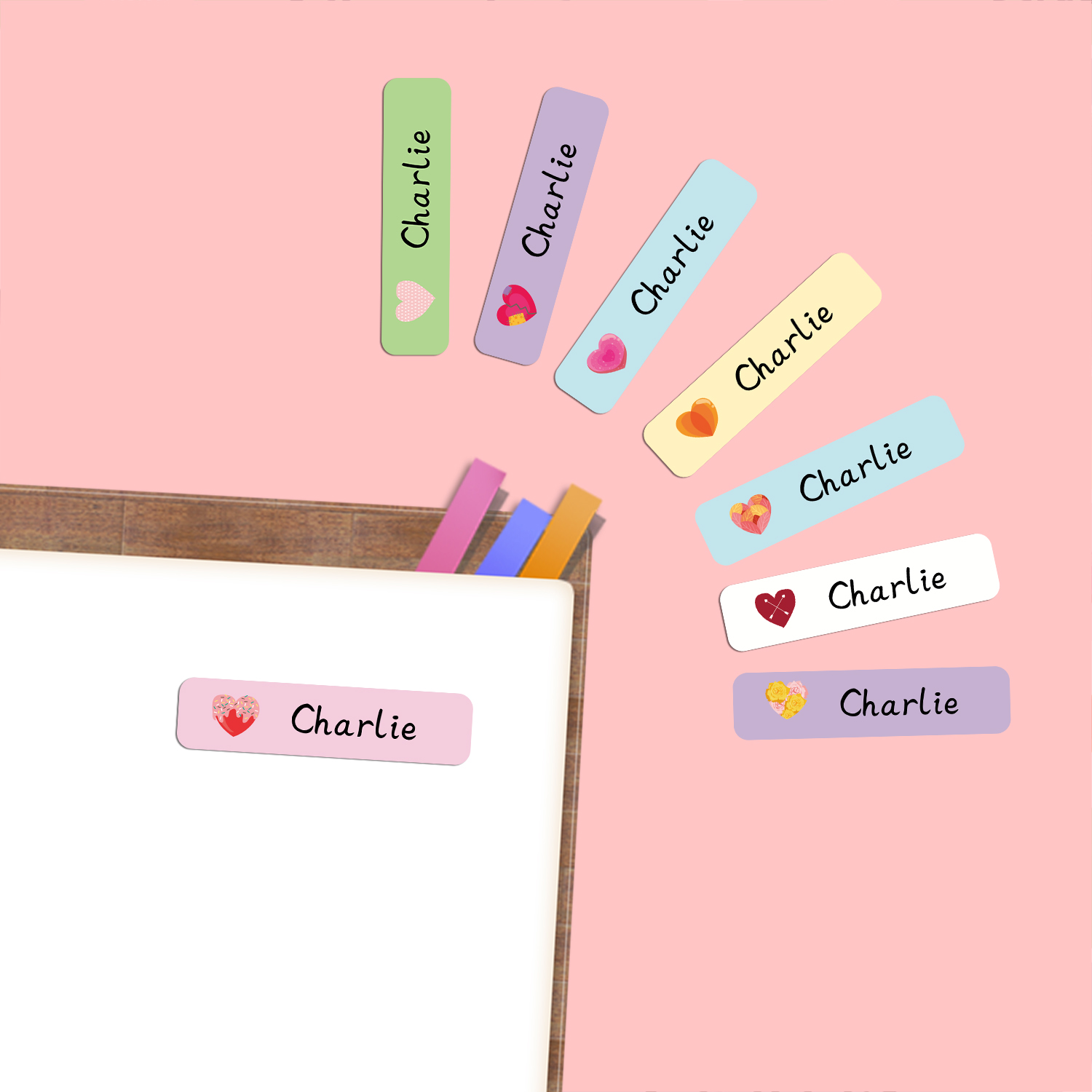 สติกเกอร์ป้ายชื่อรูปหัวใจแบบส่ - School Supplies บทวิจารณ์และราคา
