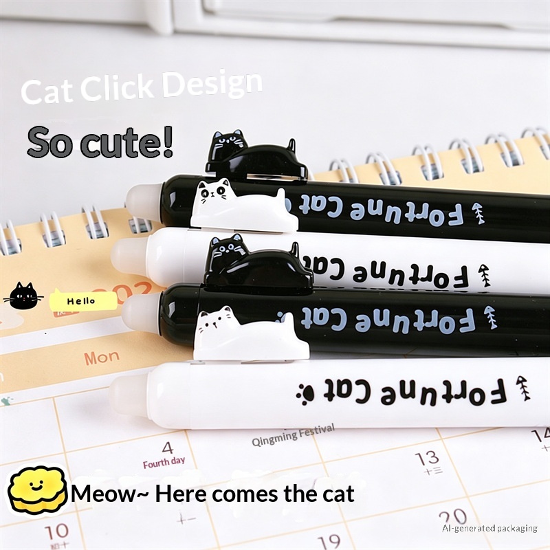 ปากกาเจลลบได้ลายแมวน่ารัก 4 ชิ - Retractable Eraser Pen Click บทวิจารณ์และราคา
