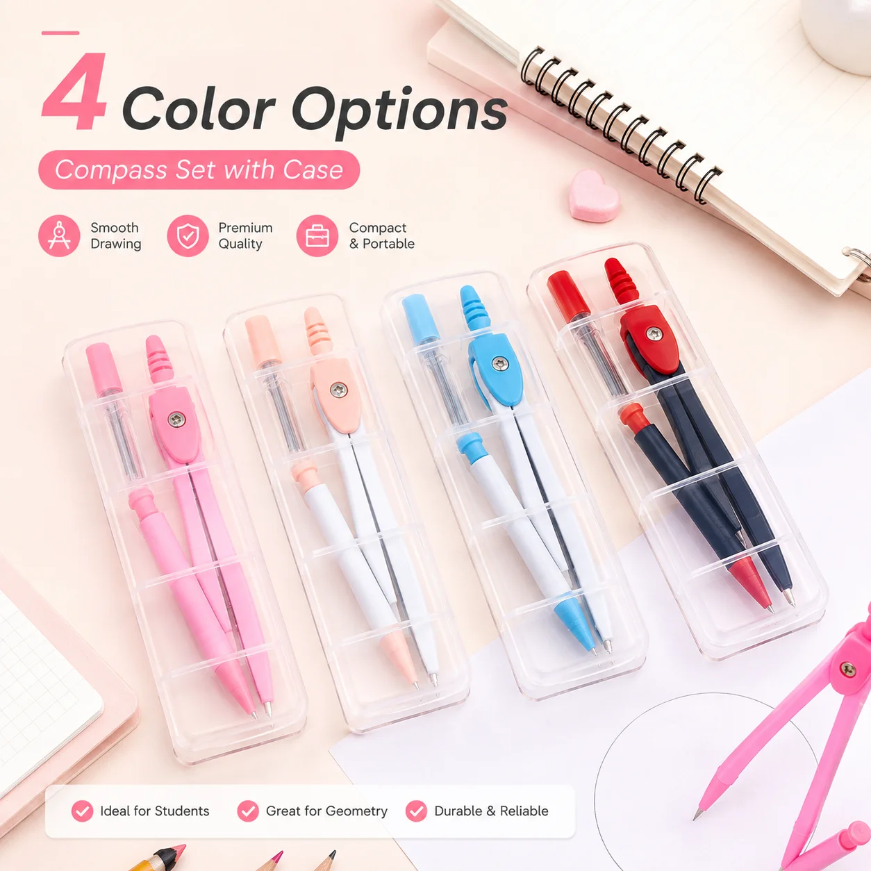 ชุดเข็มทิศสแตนเลส, ชุดเครื่องม - Math Geometry Set With Compass บทวิจารณ์และราคา