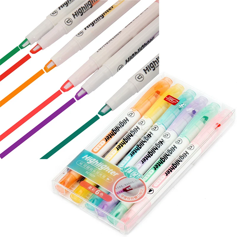 6 สี/ชุดที่ไม่ซ้ํากัน Window T - Pastel Highlighter Set Double Ended บทวิจารณ์และราคา